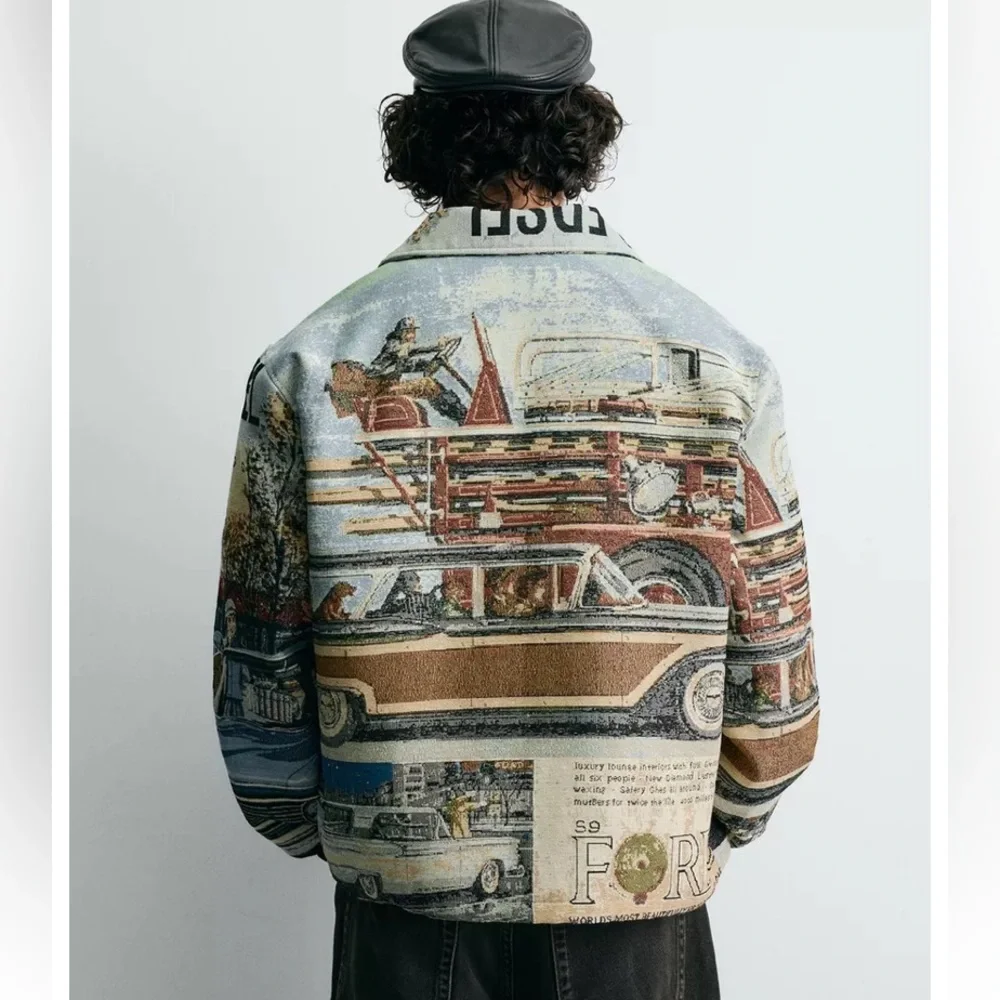 ZARA FORD © JACQUARD PUFFER JACKET LARGE - Picture 2 of 12